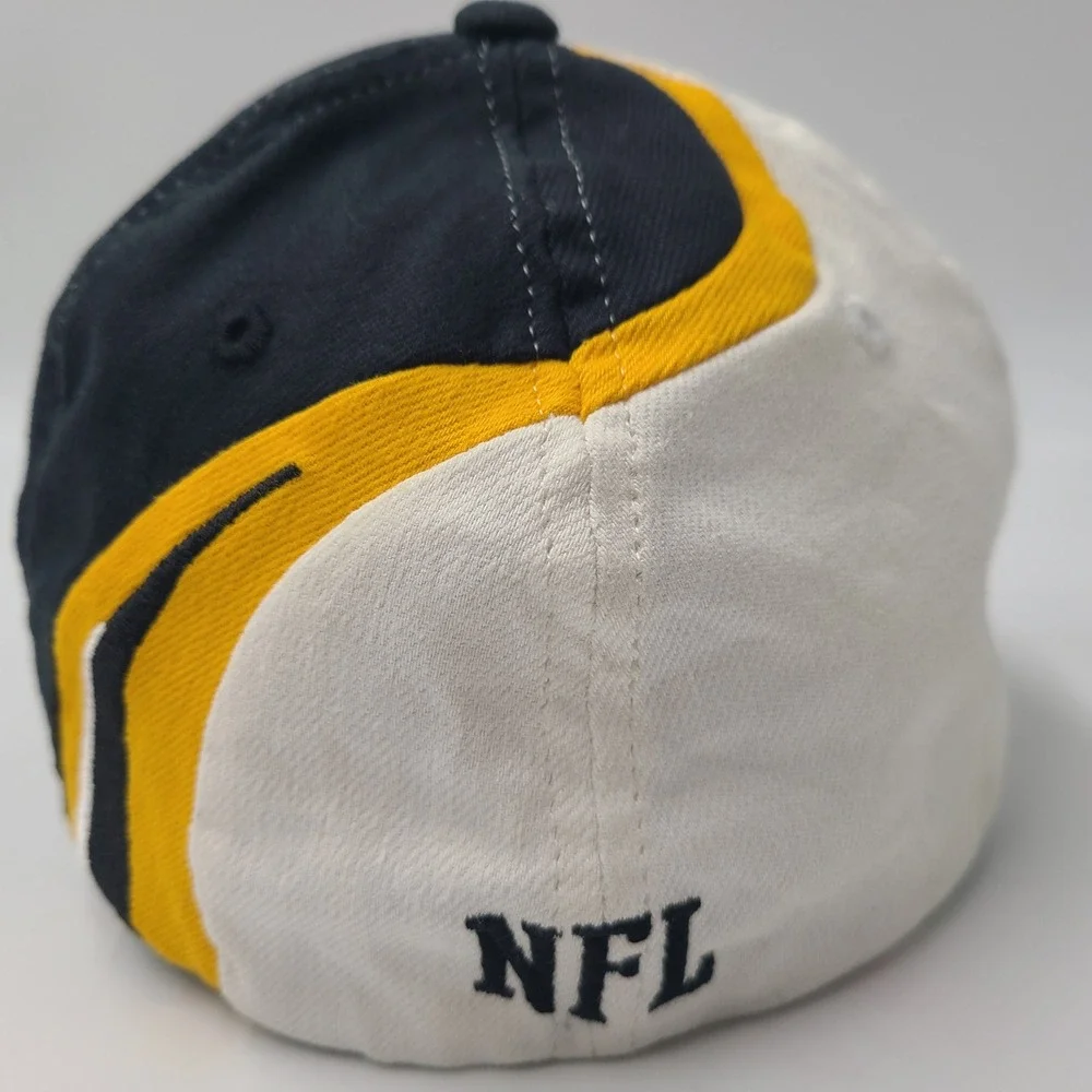 Pittsburgh Steelers Hat Fitted S-M NFL Team Apparel White Black Yellow Swirl Men